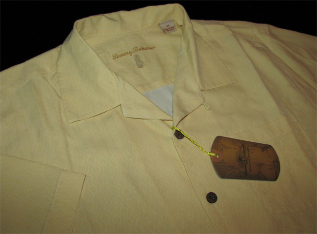 Tommy Bahama Diamond Dozen Vanil 100% Silk Camp Shirt L  